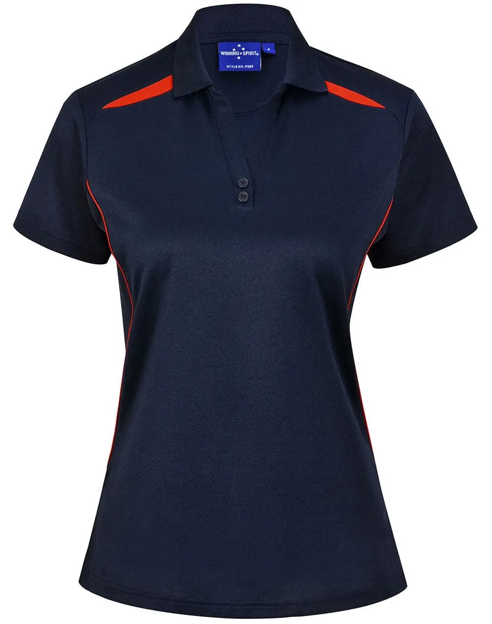 Women's Sustainable Poly/Cotton Contrast Polo Shirt PS94 Casual Wear Winning Spirit Navy/Red 6